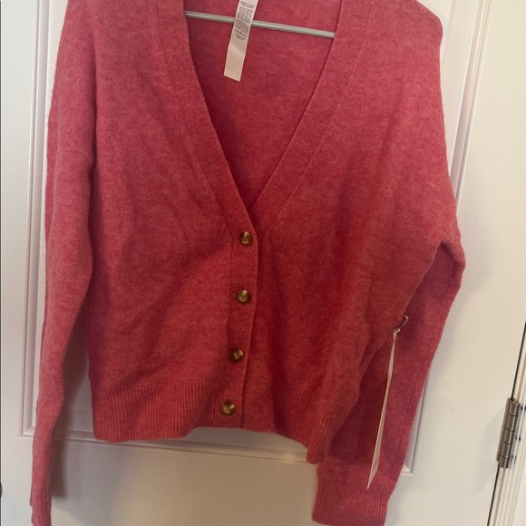 NWT Hot pink, Lululemon V-neck button up cardigan in alpaca/wool blend - Picture 2 of 8